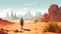 travel man ai walking trek desert journey hike landscape adventure backpack. Generative AI.