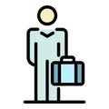 Travel man icon color outline vector Royalty Free Stock Photo