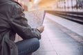 Travel man wait train at platform