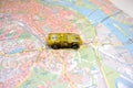 Travel on the map on the car. Royalty Free Stock Photo