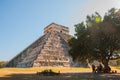 Anicent Maya mayan pyramid El Castillo Kukulkan in Chichen-Itza, Mexico