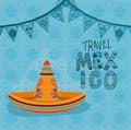Travel mexico culture with hat vector design
