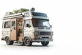 Travel motorhome with interior. Space for text. Royalty Free Stock Photo