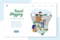 Travel mountain hiking blogging vector webpage