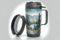 travel mug with lid and handle, perfect for taking your favorite hot beverage on the go