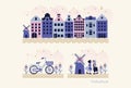 Travel Netherlands - Vector set of traditional dutch elements / symbols in modern flat illustration style.