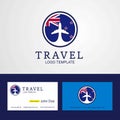 Travel New Zealand Creative Circle flag Logo and Business card d Royalty Free Stock Photo