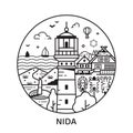 Travel Nida Line Circle Icon with Lighthousel Royalty Free Stock Photo