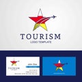 Travel North Ossetia flag Creative Star Logo and Business card d