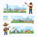 Travel and outdoor Landmark mexico, canada, usa Template Design