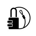 Travel padlock black glyph icon