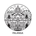 Travel Palanga Line Circle Icon with Amber Museum
