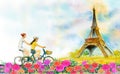 Travel Paris european city landscape and France eiffel tower Royalty Free Stock Photo