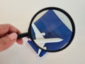 Travel passenger plane with passport and magnifiers