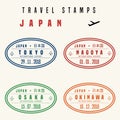 Japan travel stamps Royalty Free Stock Photo