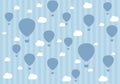 Travel pattern of balloons and clouds. Wallpaper for boys.