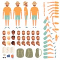 Travel people constructor. Body parts of happy travellers with various clothes tourist vector creation kit