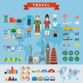 Travel people infographics constructor flat concept web template