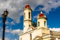 Travel photo of Cienfuegos Jose Marti central park with palms, pavilion and historical buildings, Cienfuegos Province, Cuba