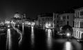 Travel photo of the Grand Canal at night from the iconic Rialto Bridge, one of the major landmark in Venice, Italy. Royalty Free Stock Photo