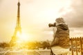 Travel photographer Eiffel Tower Royalty Free Stock Photo