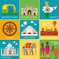 Travel Places in India. Vector Illustration.