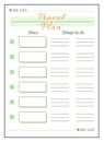 Travel plan minimalist planner page design
