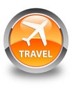 Travel (plane icon) glossy orange round button Royalty Free Stock Photo