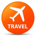 Travel (plane icon) orange round button Royalty Free Stock Photo