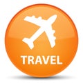 Travel (plane icon) special orange round button Royalty Free Stock Photo