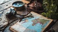 Travel planning concept on map with camera and glasses Royalty Free Stock Photo