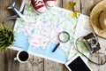 Travel planning concept on map Royalty Free Stock Photo