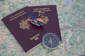 Travel planning concept on map Royalty Free Stock Photo