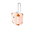 Travel plastic suitcase Peach color, large with wheels. Creative vector illustration of isolated on white background. Abstract con Royalty Free Stock Photo