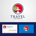 Travel Portugal Creative Circle flag Logo and Business card design