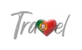 Travel Portugal love heart flag. 3D Rendering