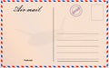 Travel postcard vector in air mail style with paper texture and rubber stamps. Royalty Free Stock Photo