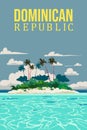 Travel poster Dominican Republic vintage. Paradise island resort Royalty Free Stock Photo