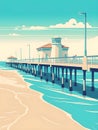 Manhattan Beach Escape: Abstract Travel Poster of California Coastal Charm Royalty Free Stock Photo