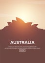 Travel poster to Australia. Landmarks silhouettes. Vector illustration.