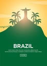 Travel poster to Brazil. Landmarks silhouettes. Vector illustration. Royalty Free Stock Photo