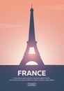 Travel poster to France. Landmarks silhouettes. Vector illustration. Royalty Free Stock Photo