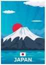 Travel poster to Japan. Vector flat illustration. Royalty Free Stock Photo