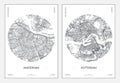 Travel Poster, Urban Street Plan City Map Amsterdam And Rotterdam, Vector Illustration