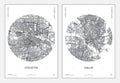 Travel poster, urban street plan city map Houston and Dallas, vector illustration Royalty Free Stock Photo