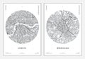 Travel Poster, Urban Street Plan City Map London And Birmingham, Vector Illustration