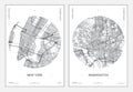 Travel Poster, Urban Street Plan City Map New York And Washington, Vector Illustration