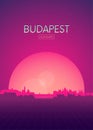 Travel poster vectors illustrations, Futuristic retro skyline Budapest