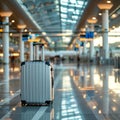 Travel preparations Luggage bag, trolley suitcase in international airport terminal Royalty Free Stock Photo