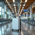 Travel preparations Luggage bag, trolley suitcase in international airport terminal Royalty Free Stock Photo